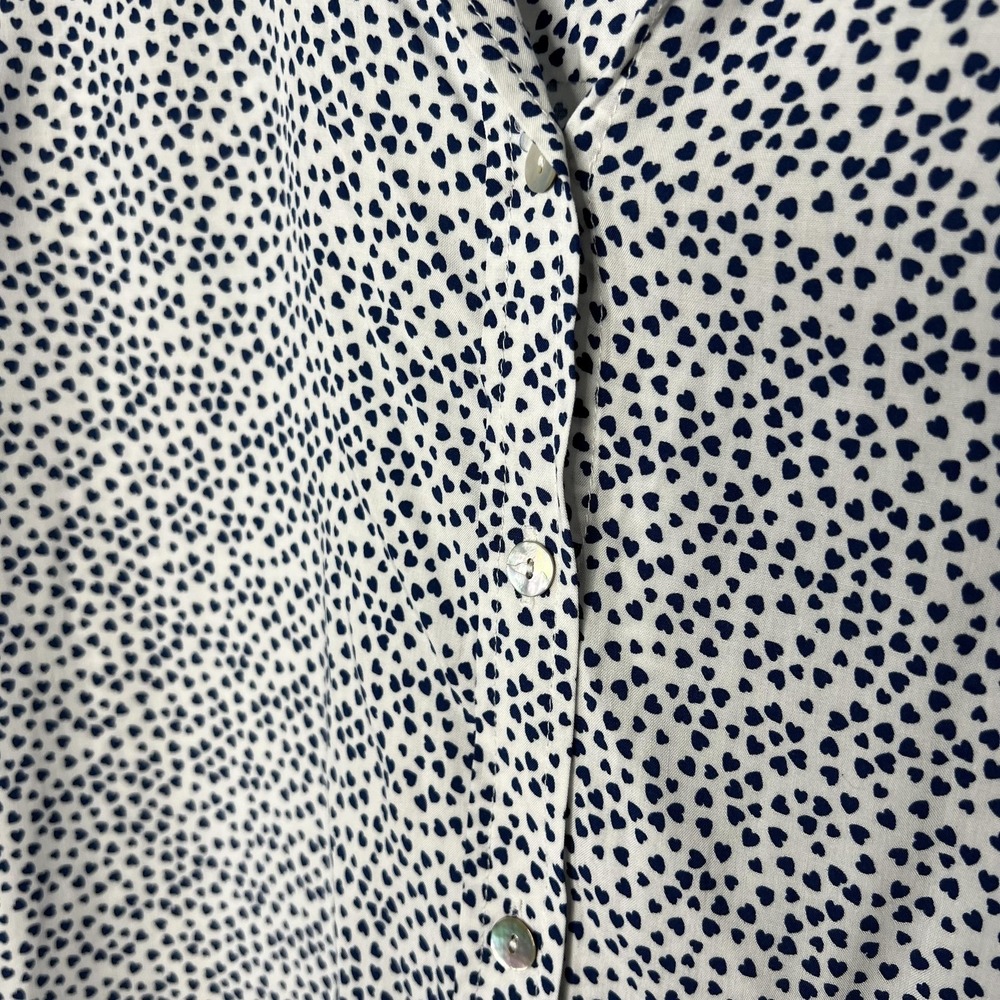 Jane And Delancey Shirt Womens 1X White Heart Print Rayon Button Front Tunic - Picture 6 of 14